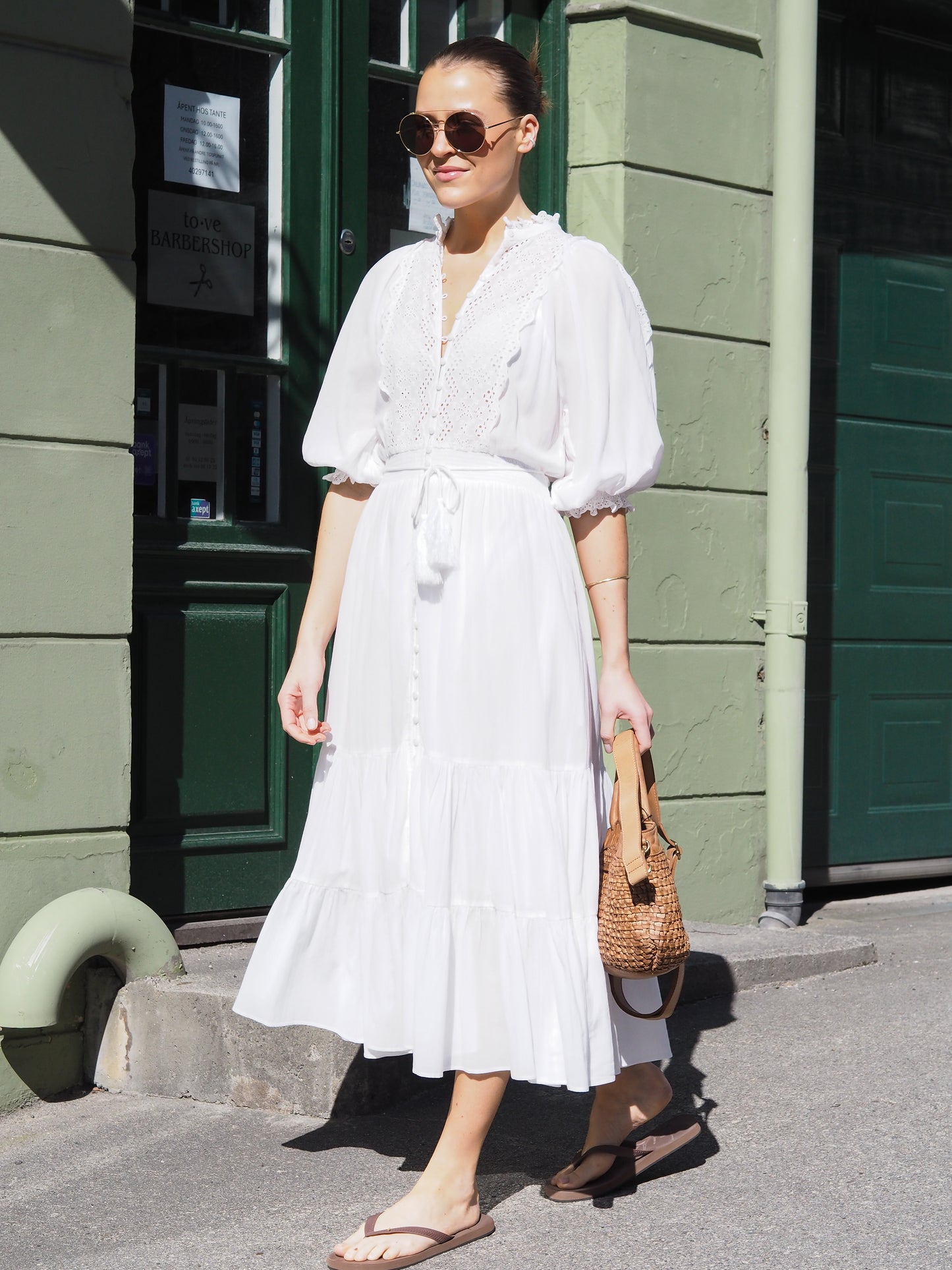Cotton slub midi dress