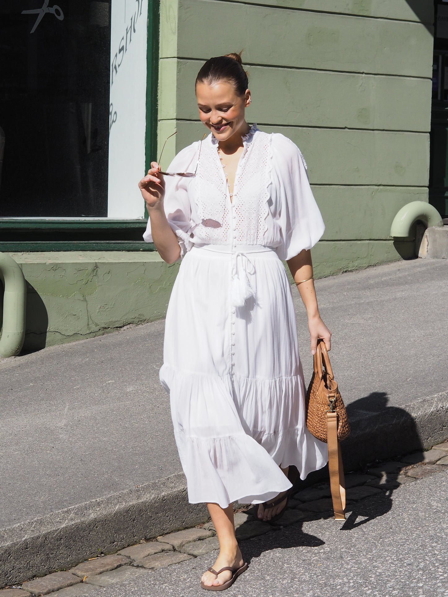 Cotton slub midi dress