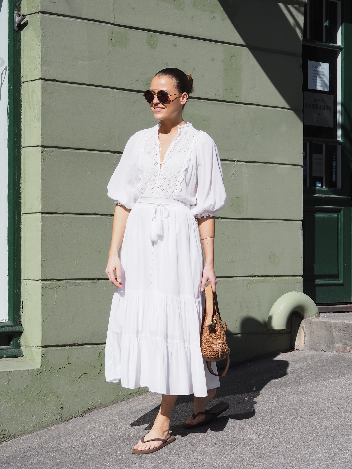 Cotton slub midi dress