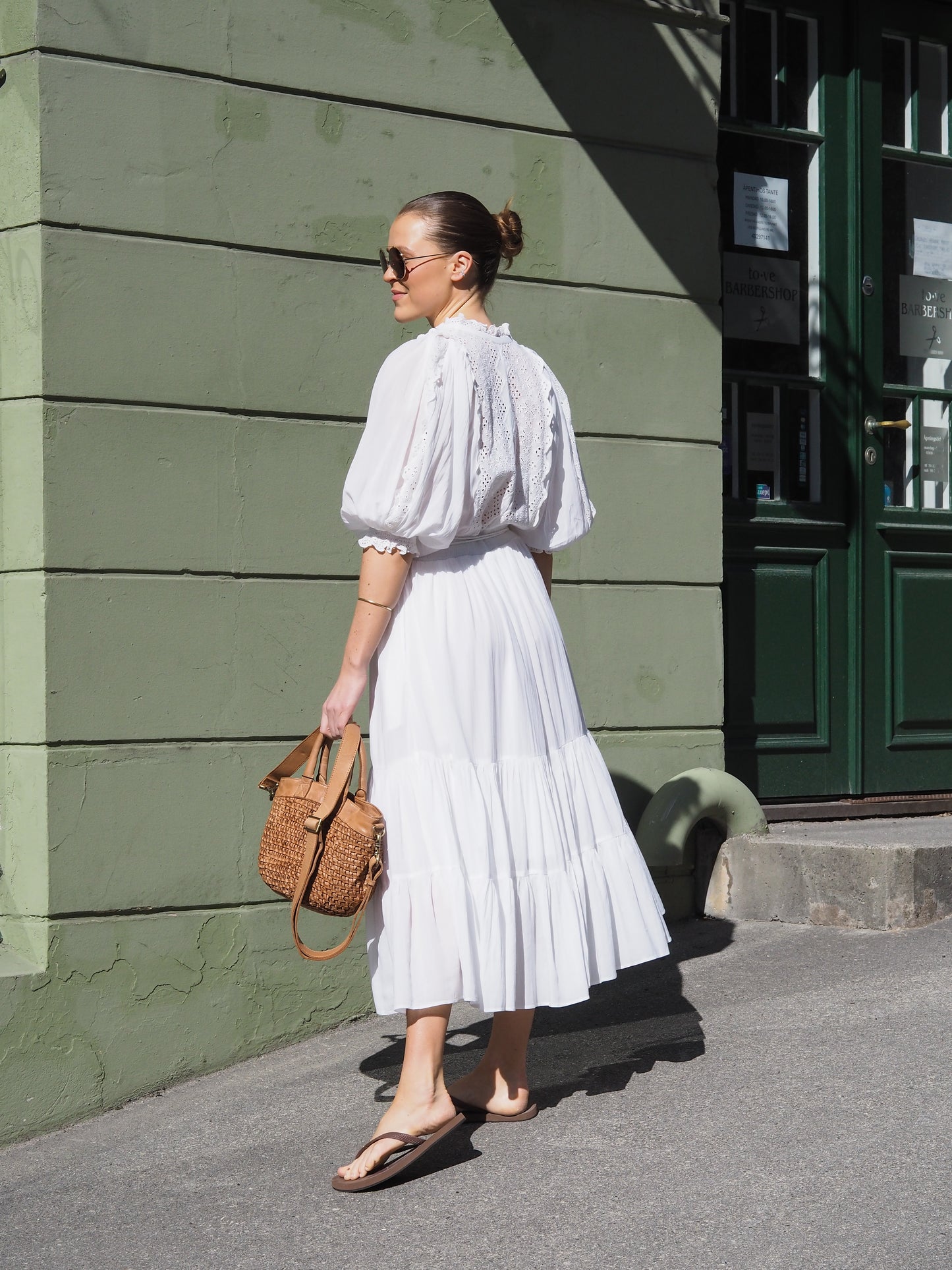 Cotton slub midi dress
