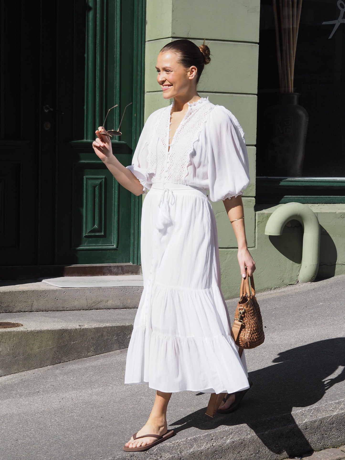 Cotton slub midi dress