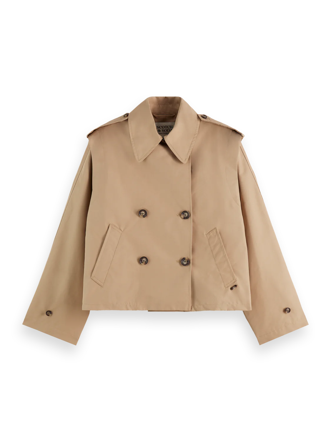 Cotton blend short trench